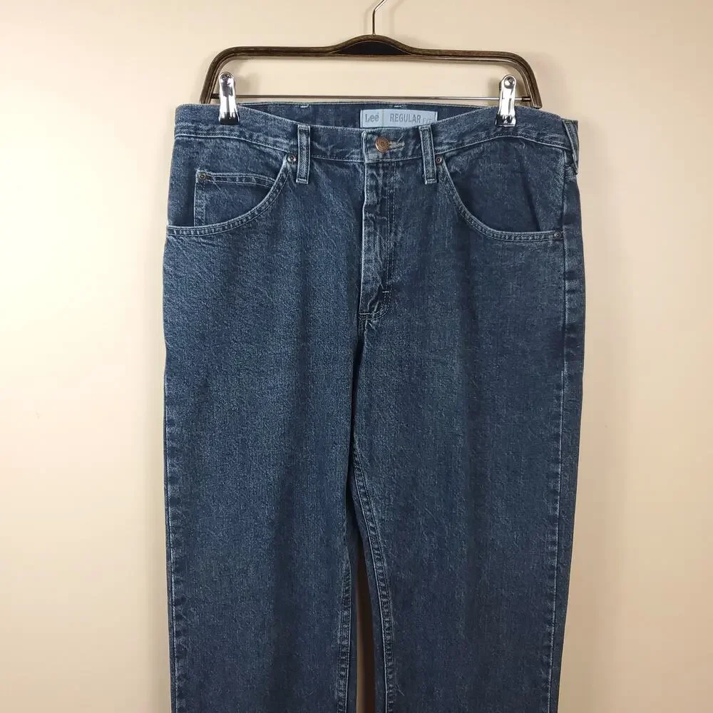 LEE Dark Wash Regular Fit Straight Leg Jeans Size 34x30
