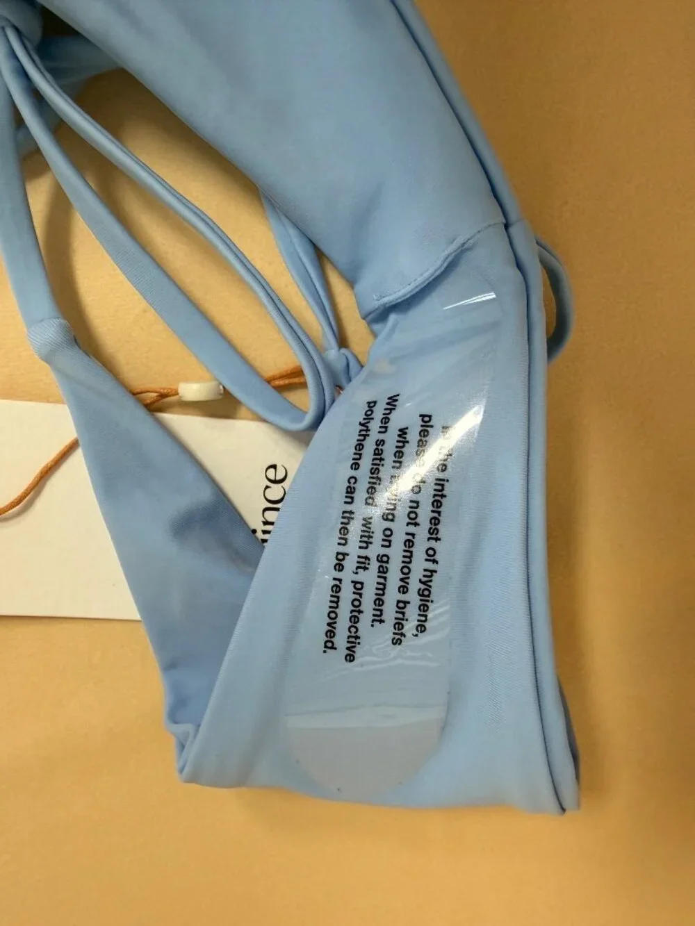 Quince Light Blue Bikini Bottom Adjustable Side Tie & Gold Accents  X-Small