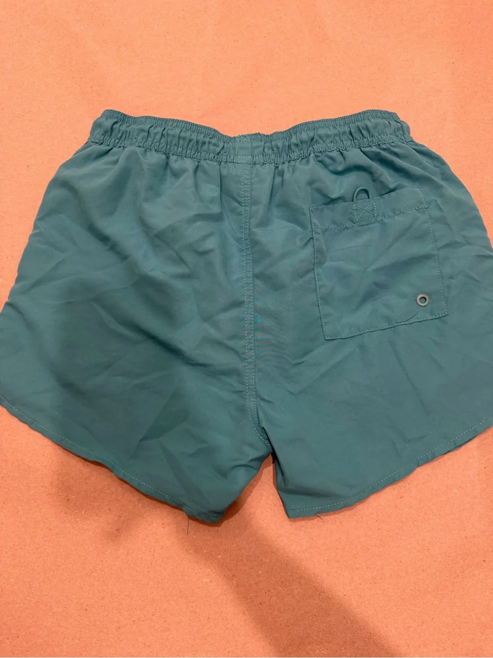 Pop Man Teal Blue Green Drawstring Swim Shorts Small
