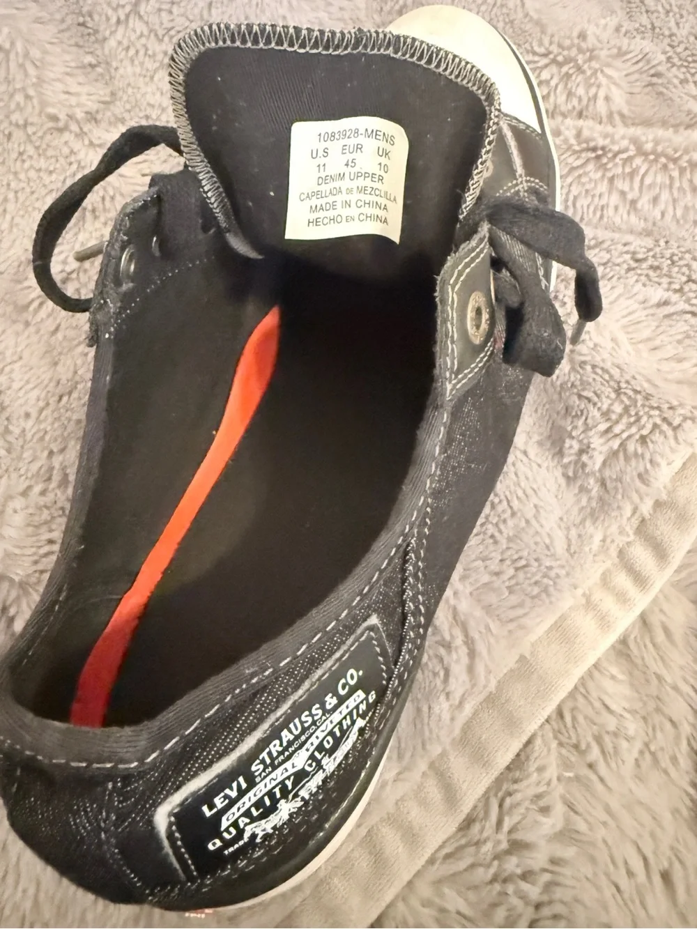Levi's Stan Buck C Men's Sneakers Size 11 Black Denim Casual Shoes 1083928