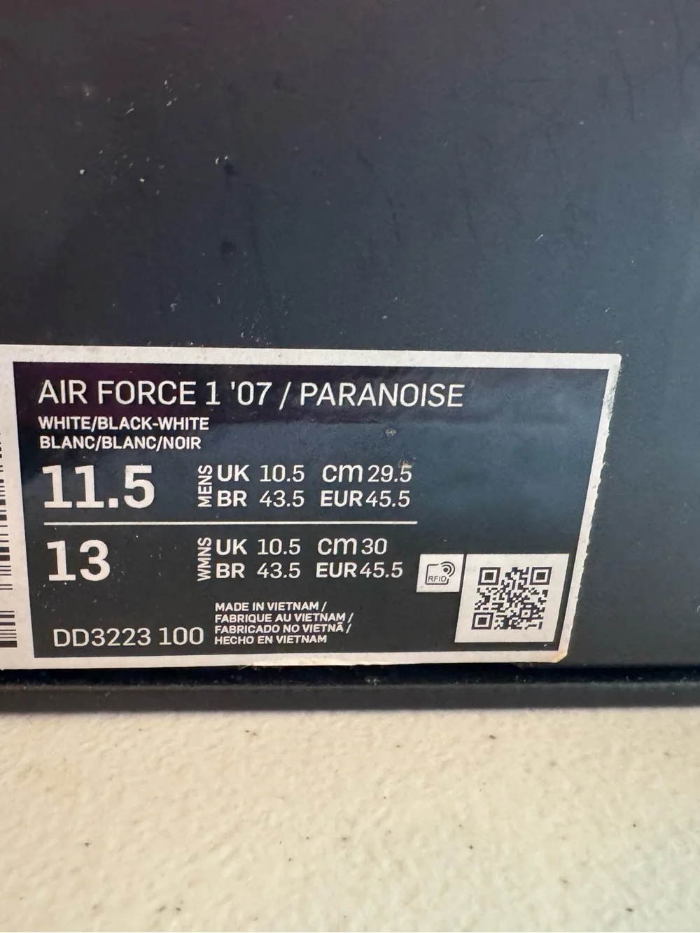 Nike Air Force 1 Low G-Dragon PeaceMinusOne Para-Noise 2.0, 11.5M/Used, OG Box