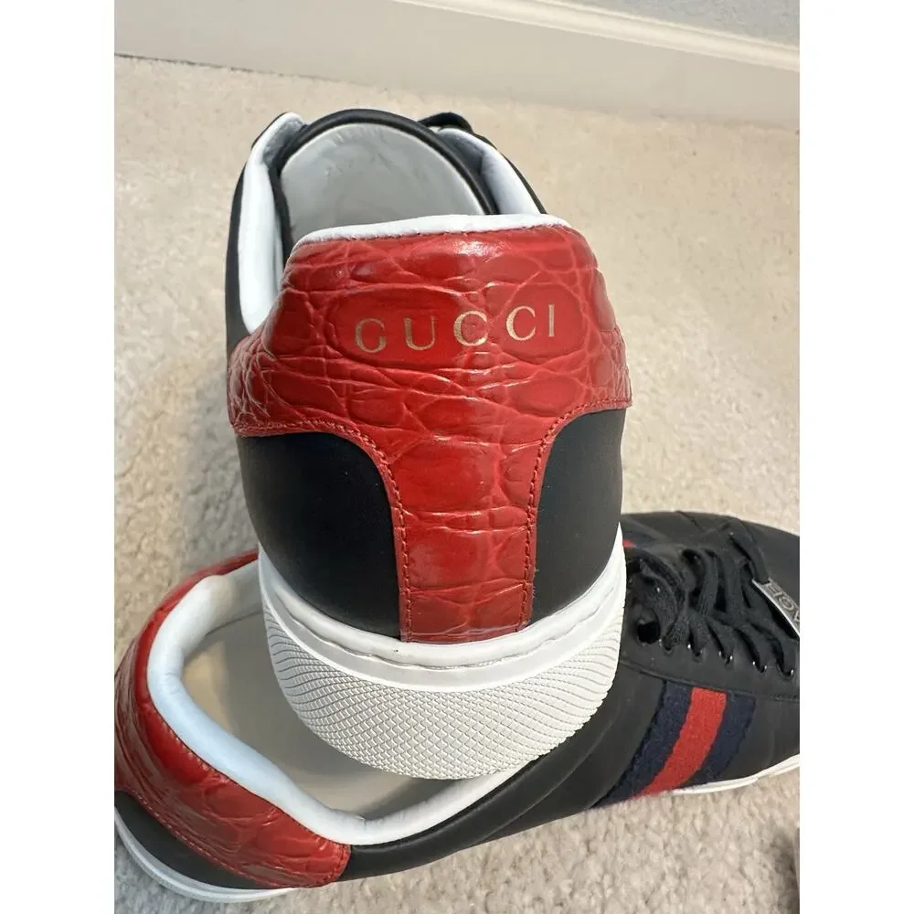 AUTHENTIC GUCCI ACE WEB DESIGN SNEAKERS GG 9.5 (fits USA 10.5) 757892