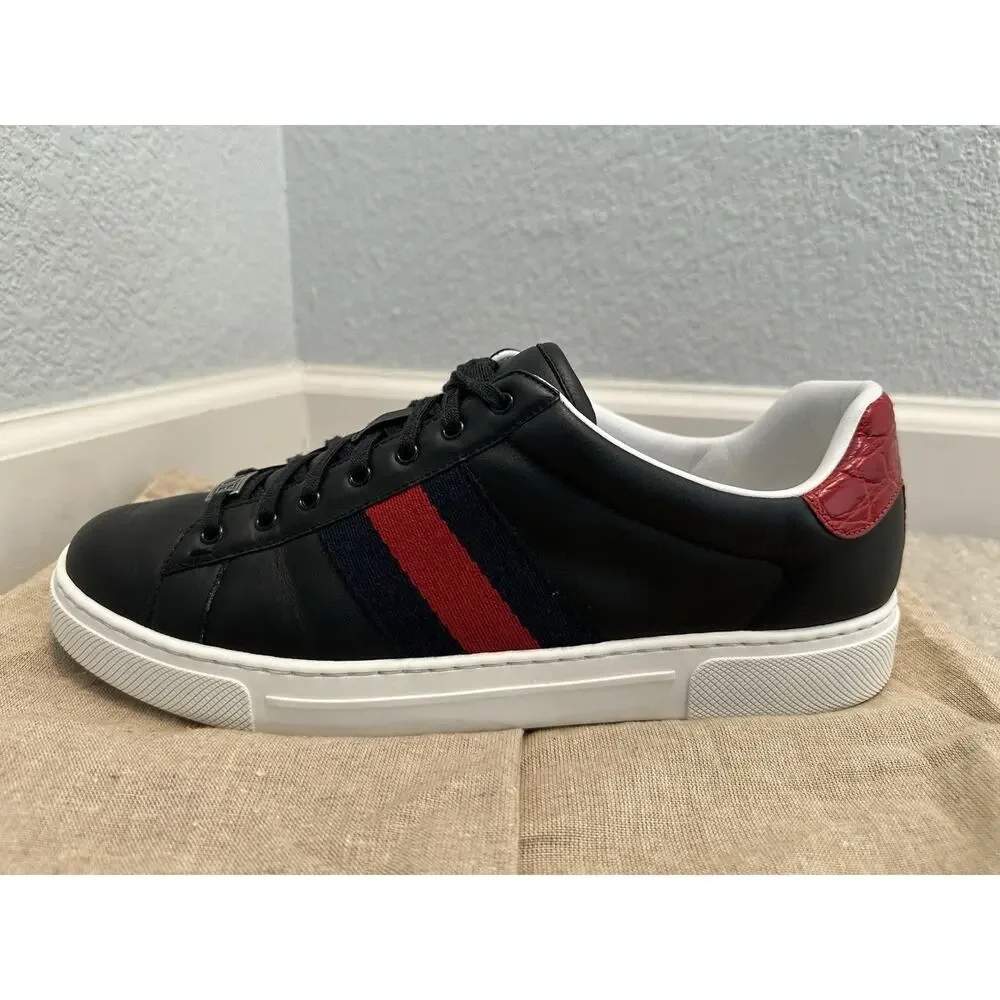 AUTHENTIC GUCCI ACE WEB DESIGN SNEAKERS GG 9.5 (fits USA 10.5) 757892