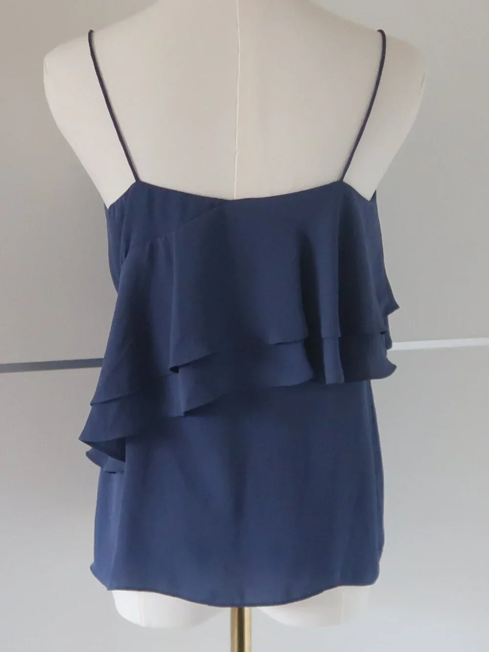 J. Crew Dark Blue Ruffle Tiered Camisole Tank Top Minimalist Summer Vacation 2