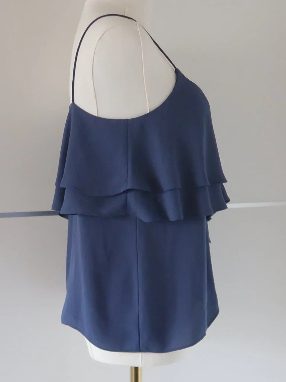 J. Crew Dark Blue Ruffle Tiered Camisole Tank Top Minimalist Summer Vacation 2