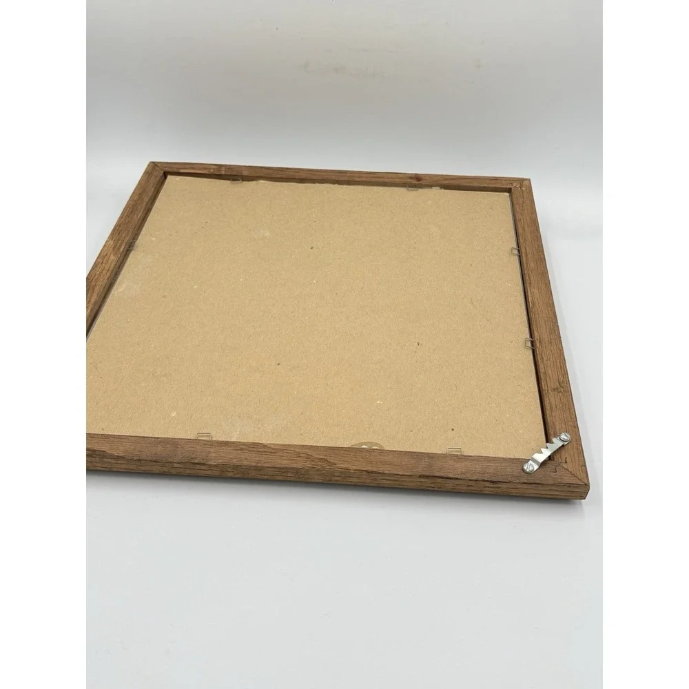 VTG  Hand Painted, Red Rose Wood‎ Framed Mirror Picture  Flaw Read 13
