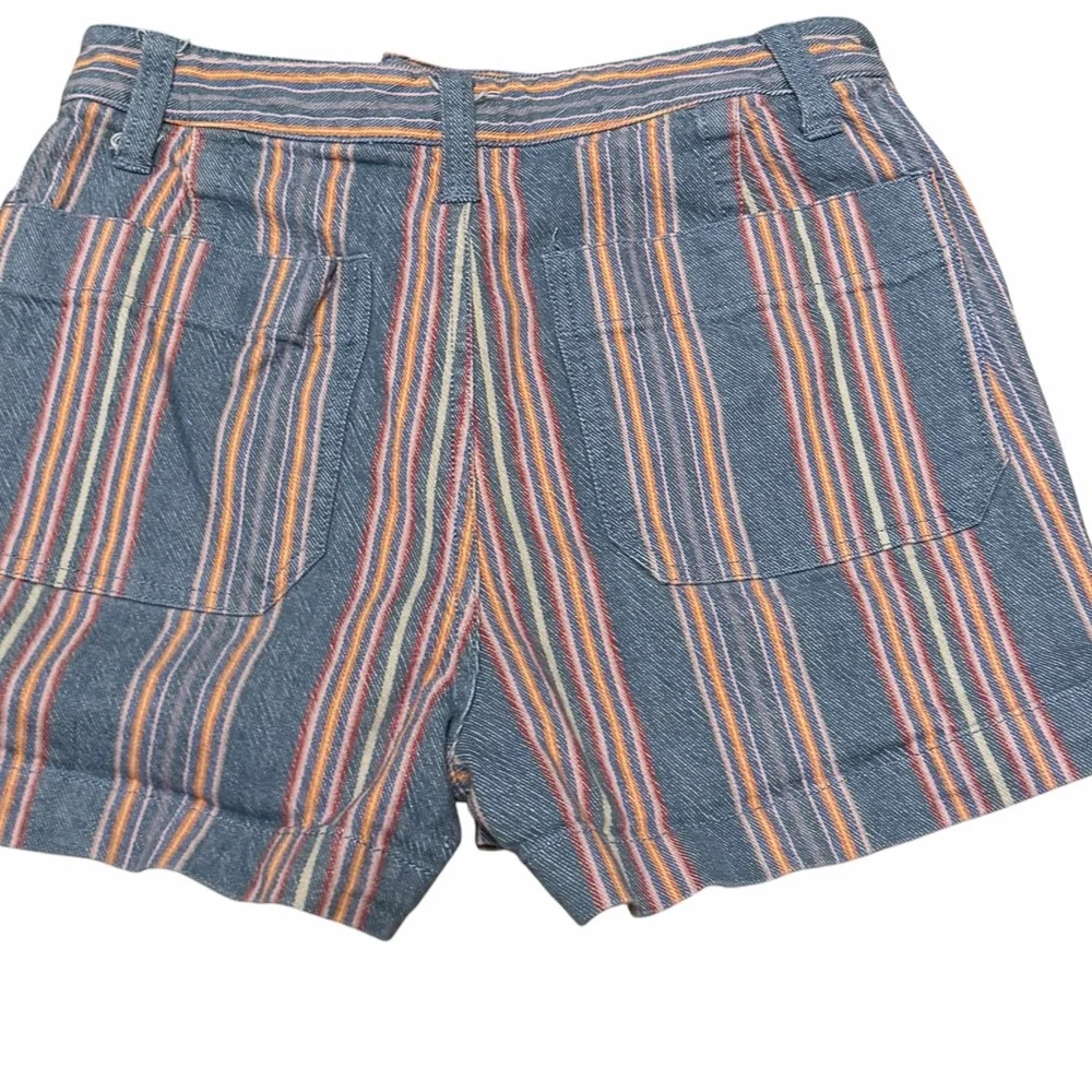 Madewell Striped Denim Shorts Size 26 Multicolor Stripe Cuffed Hem