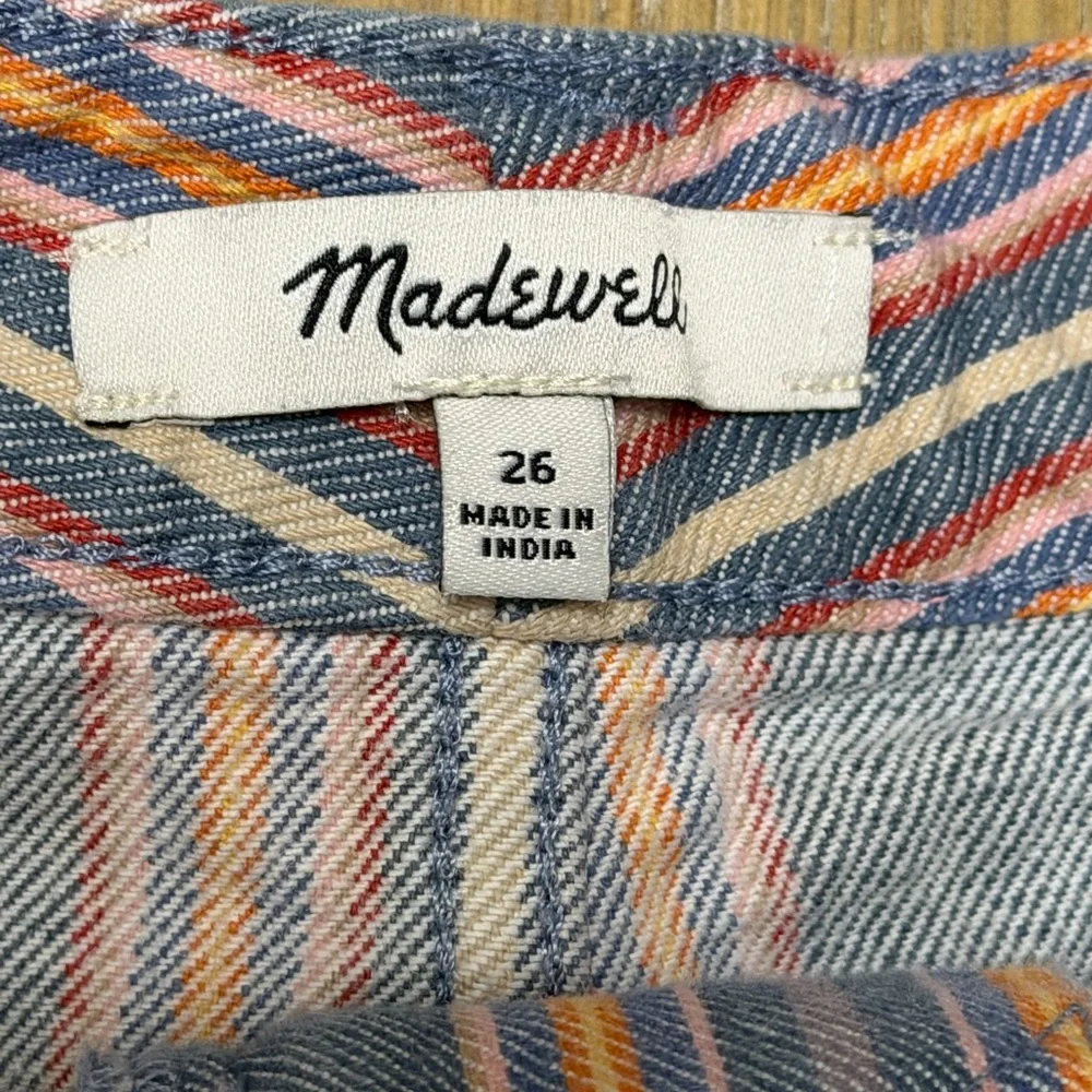 Madewell Striped Denim Shorts Size 26 Multicolor Stripe Cuffed Hem