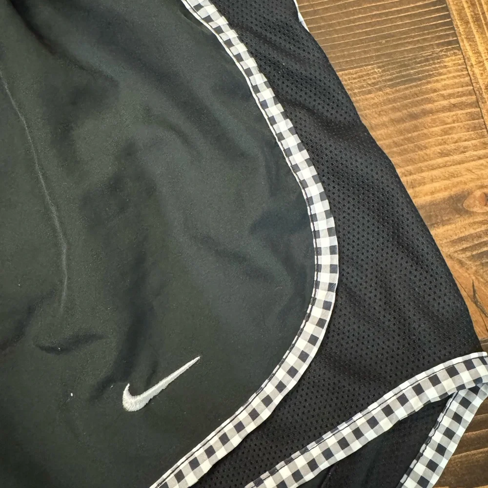 Nike Women's Black and White Checkered Trim Dri‎ Fit Shorts