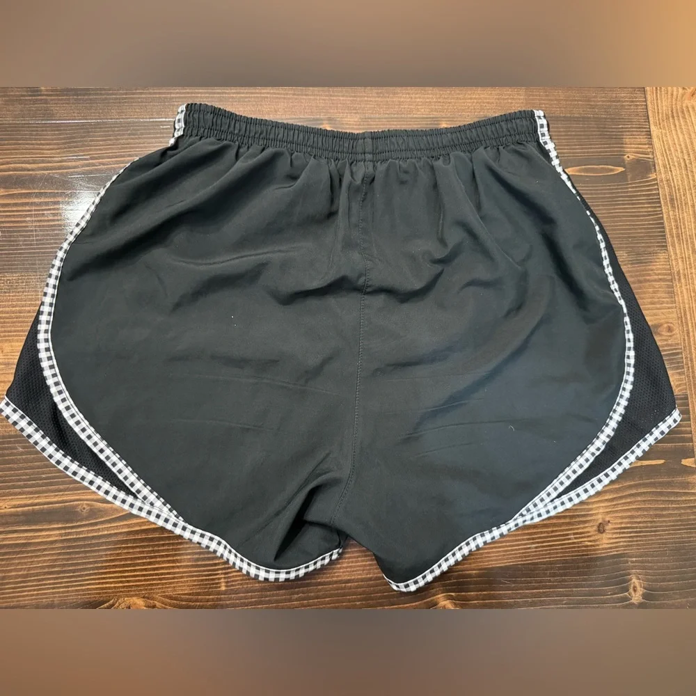 Nike Women's Black and White Checkered Trim Dri‎ Fit Shorts