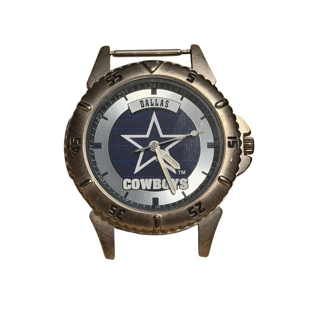 Vtg Dallas Cowboys Watch Lot 1997 Fossil NFL Team Silver Blue Black‎ 2pc