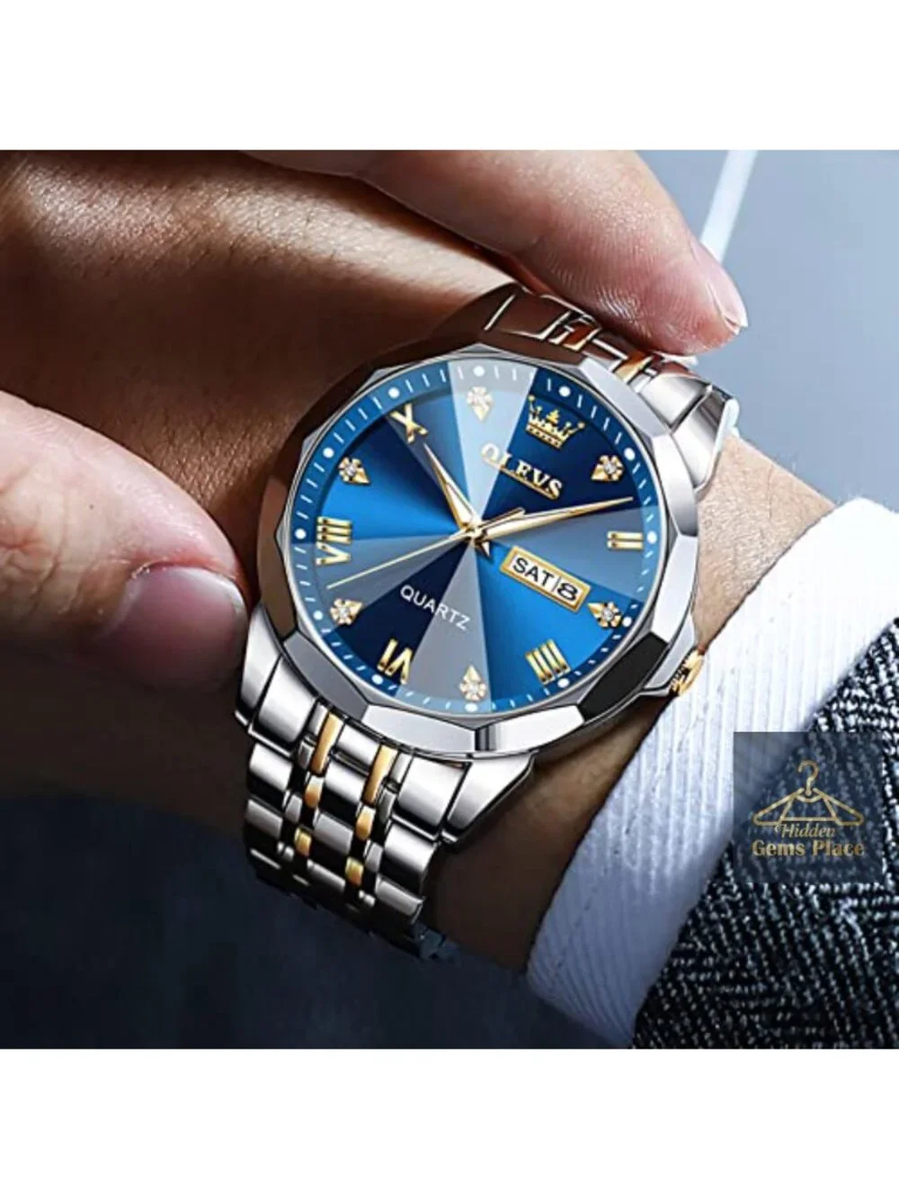 Men's Business Dress Analog Quartz Stainless Steel Waterproof Luminous Watch
