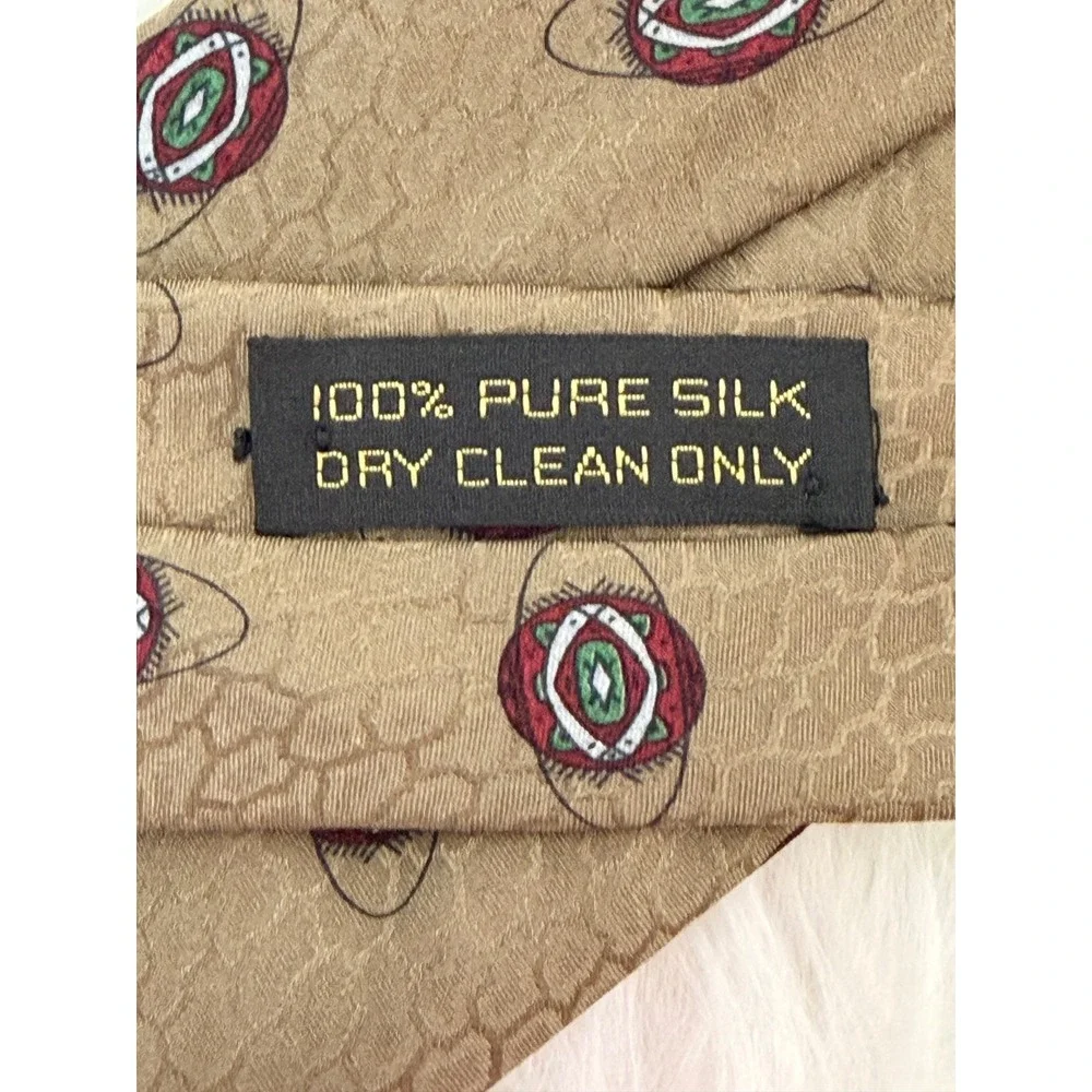 Giorgio Armani Silk Tie Tan Geometric Medallion Honeycomb Made in Italy 3.75