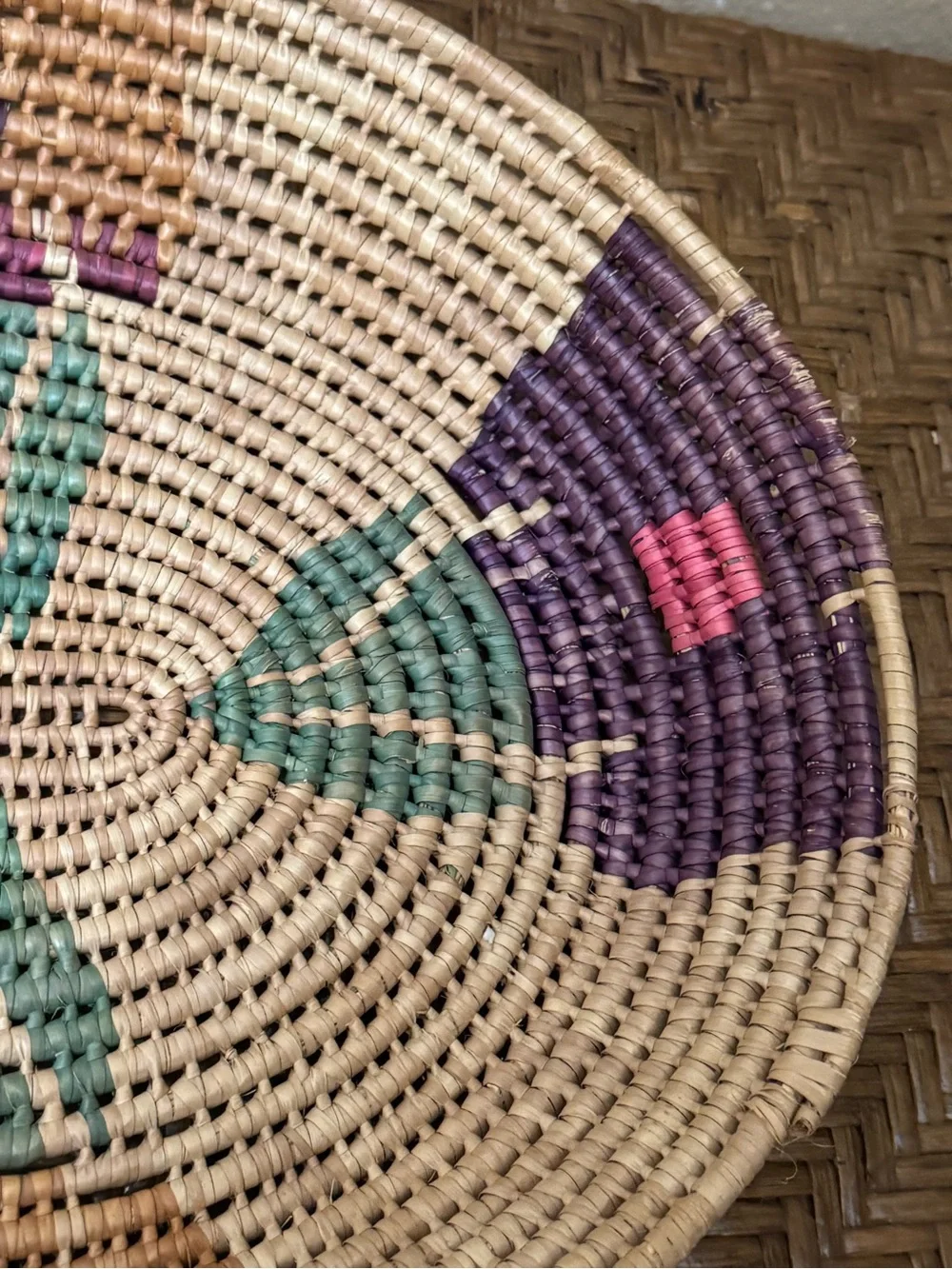 Vintage Basket Woven Colorful Design