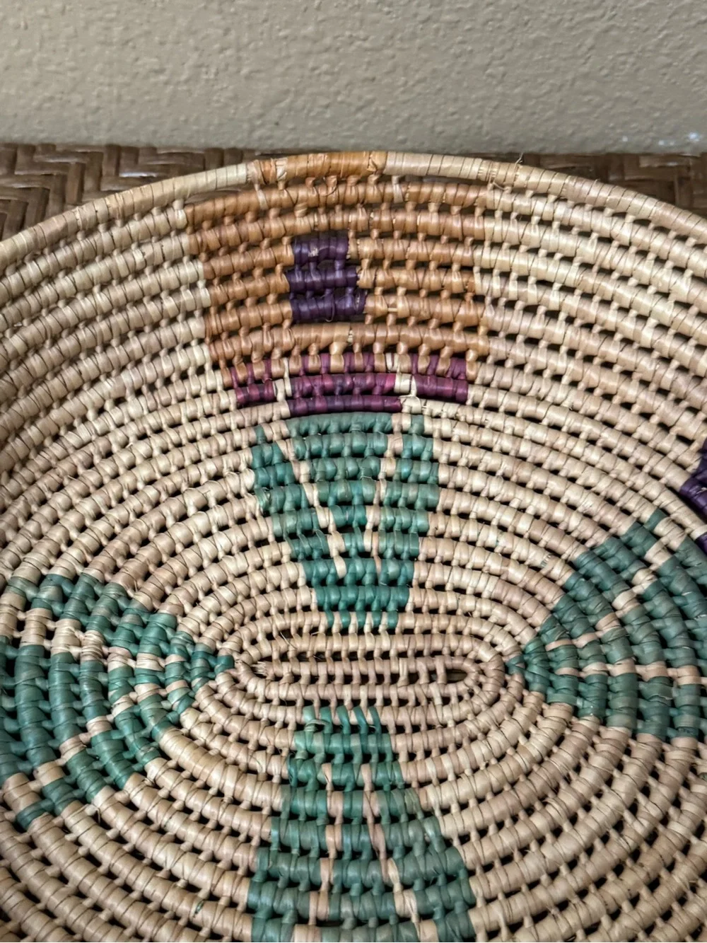 Vintage Basket Woven Colorful Design