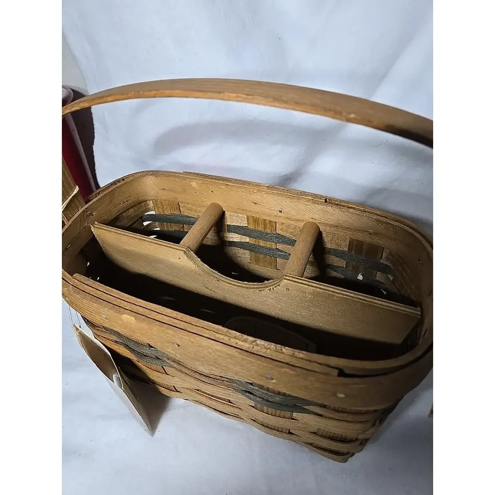 Basketville Silverware Utensil Napkin Caddy Holder Woven Oak Putney Vermont USA