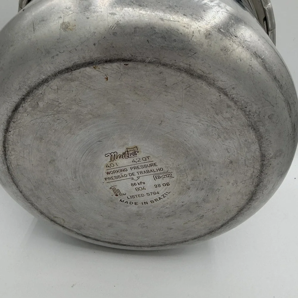 Martex 4 1/2 Quart Pressure Cooker Pot w/‎ Lid Aluminum Working Pressure