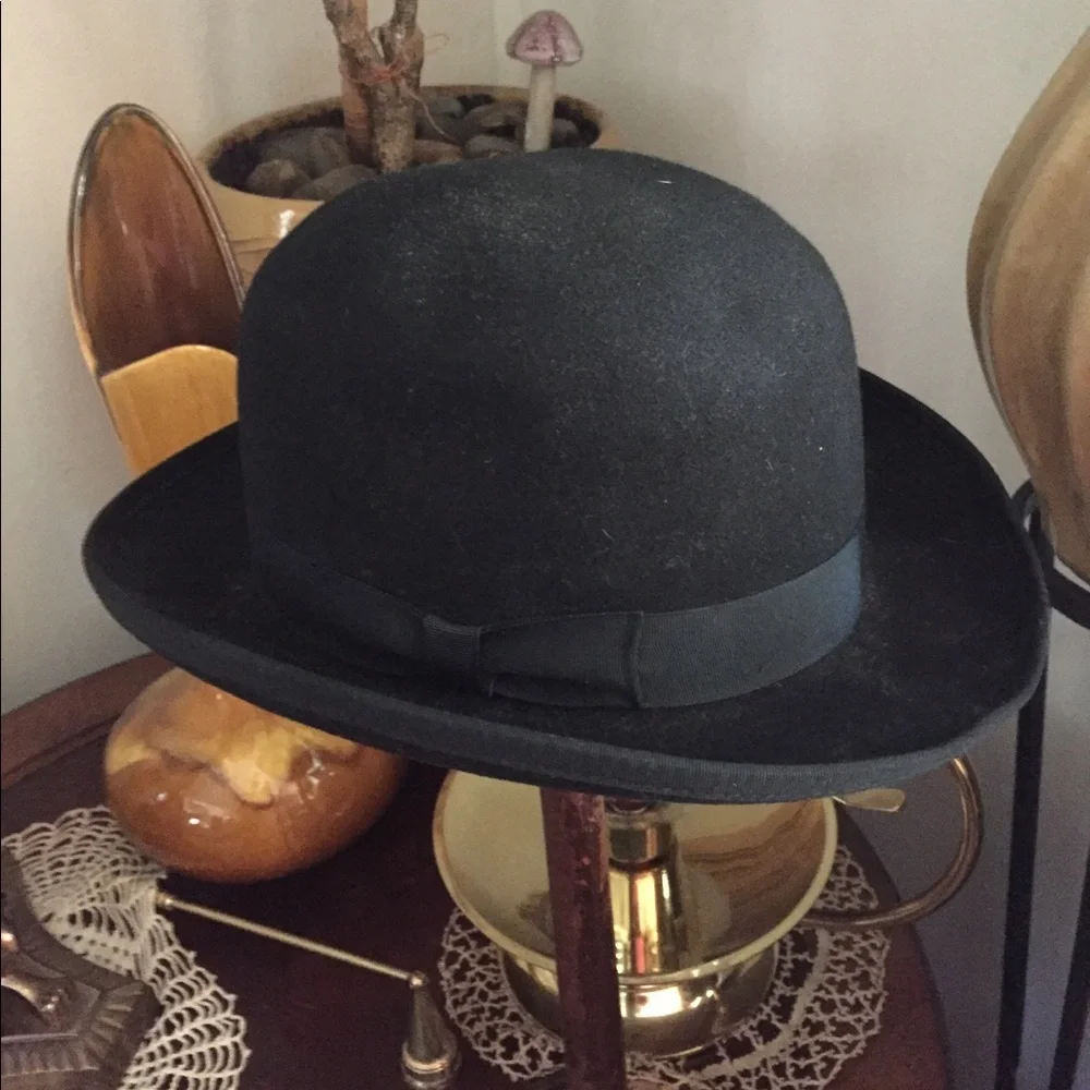 1920’s MORFELT DERBY Black Wool Felt Hat 🎉HP