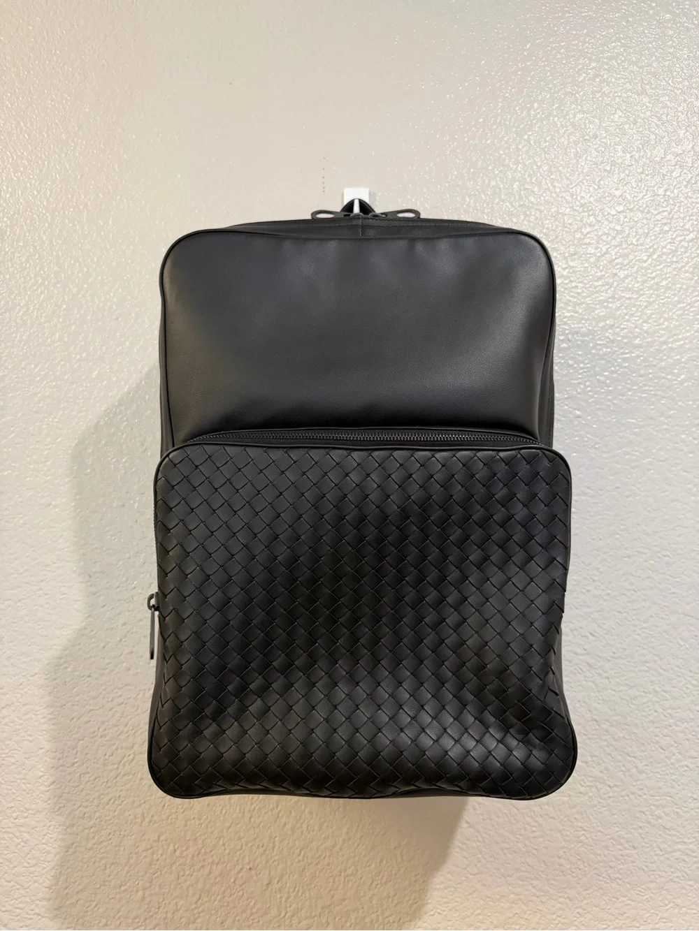 Bottega Veneta Black Intrecciato Leather Backpack