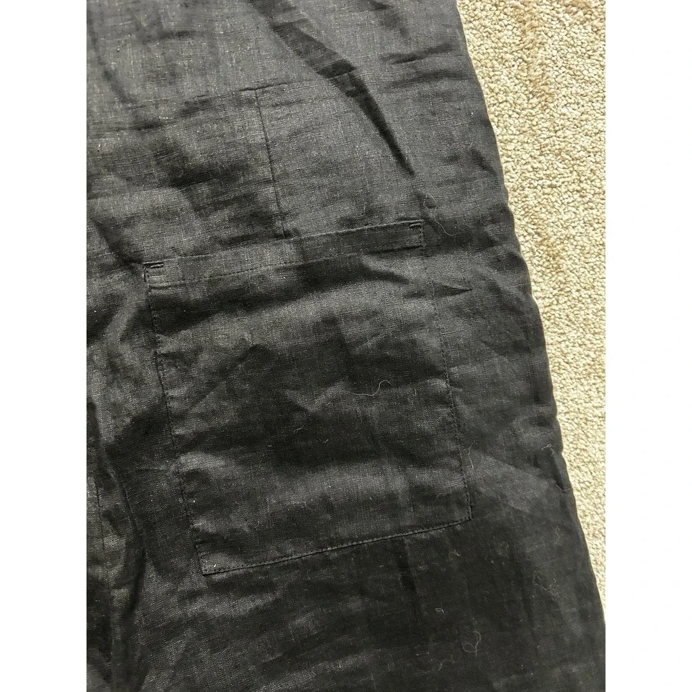 NEW Quince M 100% European Linen Square Neck‎ Jumpsuit Black - Missing Belt