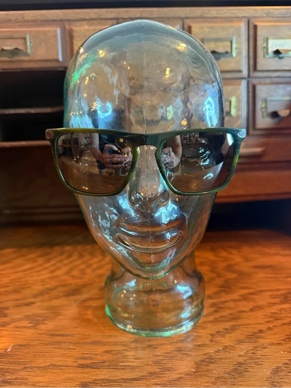 Oliver Peoples x Berluti Green Frame Sunglasses with Glass Mirrored Lenses