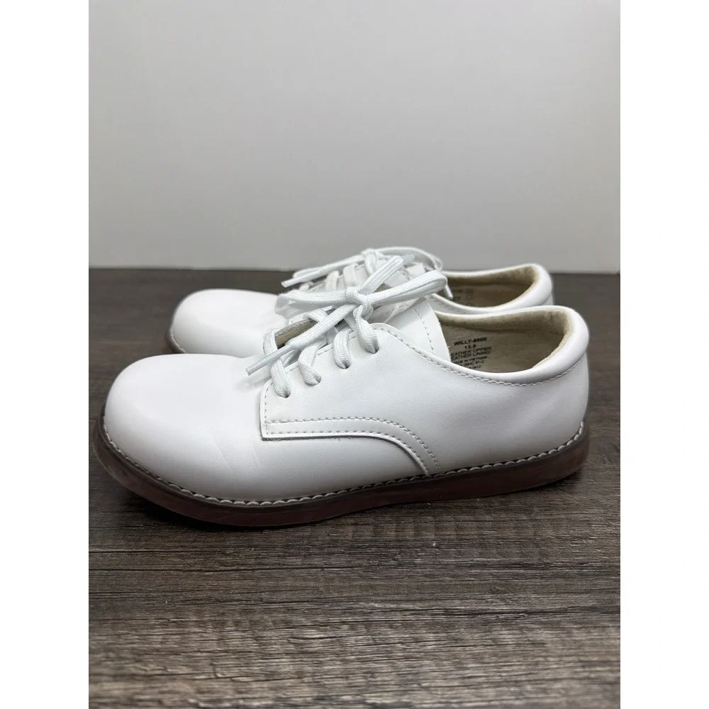 Footmates Willy Oxford Boys 13.5 White Leather Lace Up Classic Preppy EUC