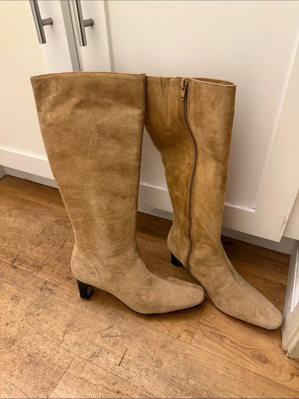 Never Worn Classic Knee-High Suede Boots in Tan