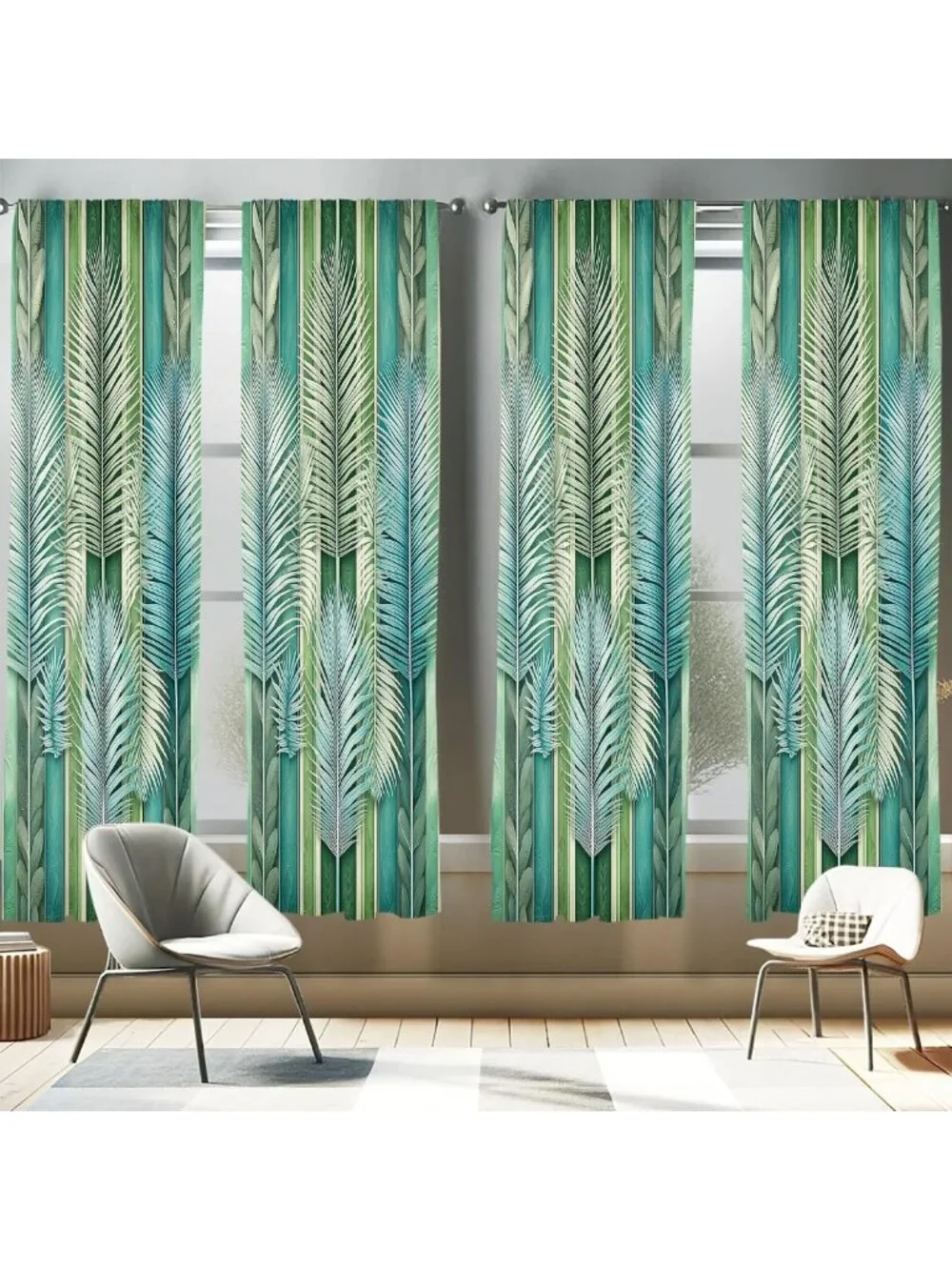 Colorful Fall Leaf Window Curtain Panels Set, Lightweight 4-Pack, 28