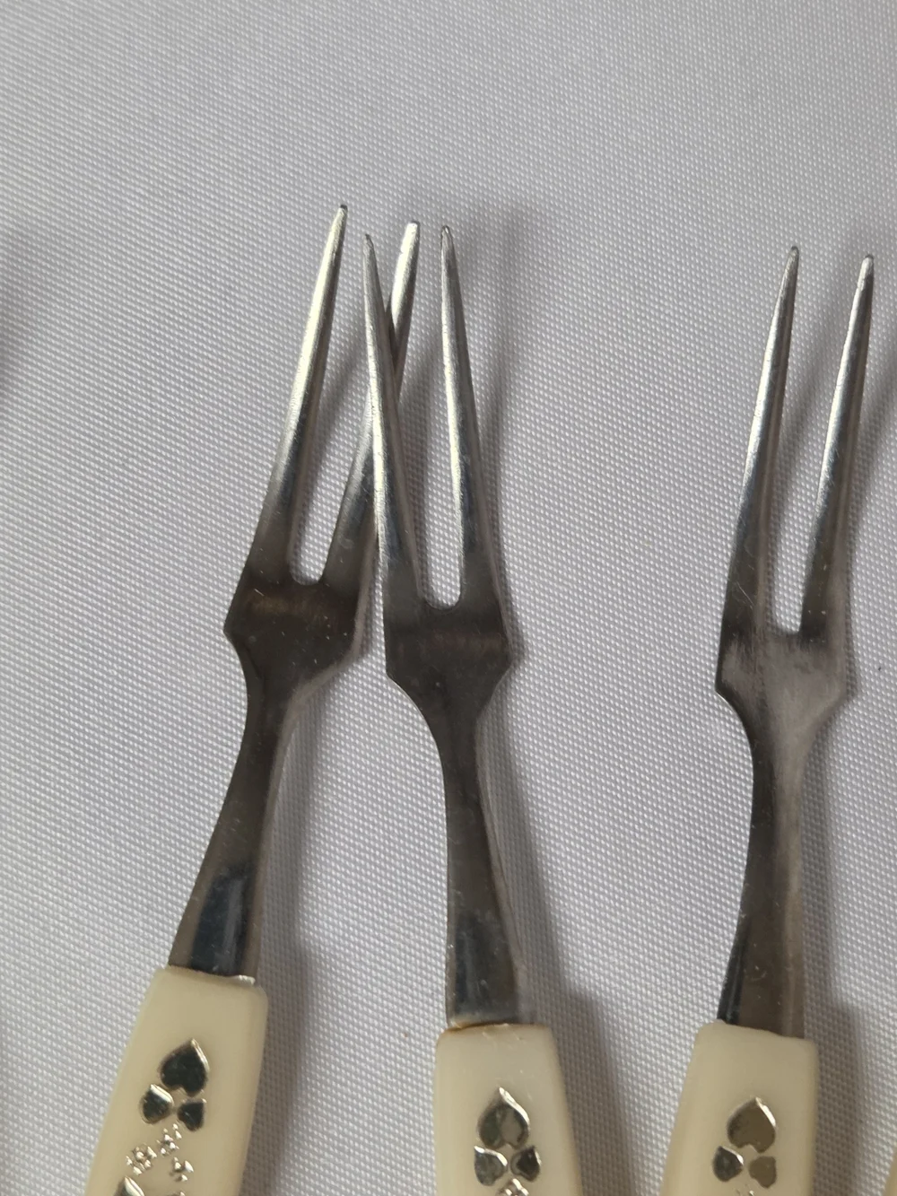 Vintage Mid Century Shrimp Seafood Appetizer Forks Set‎ Of 12 Gold Accent