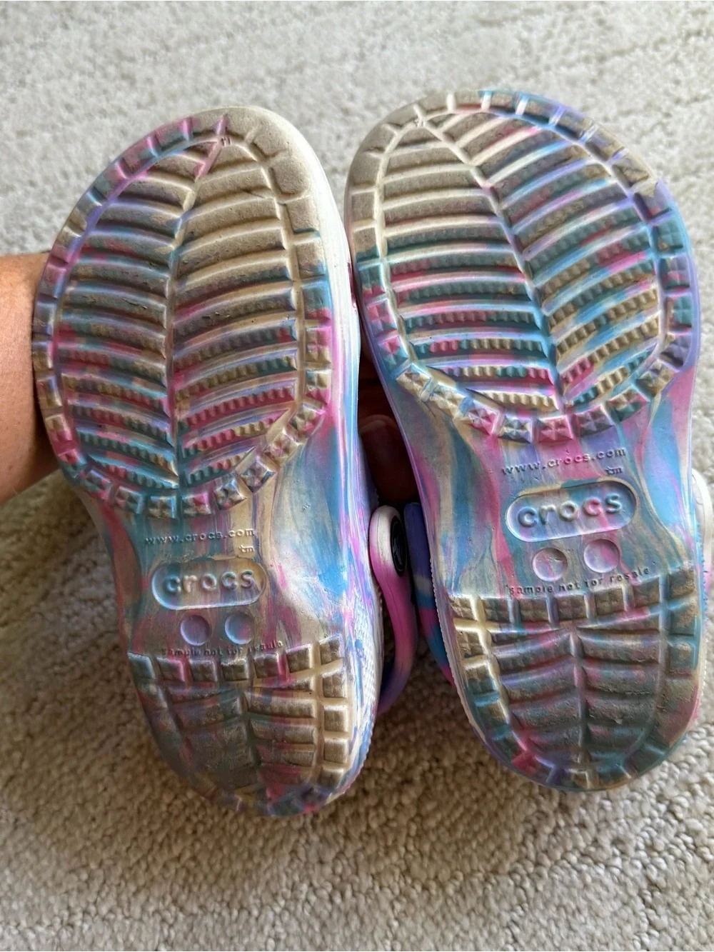 Crocs Size 10C little kids. White, Pink & Blue