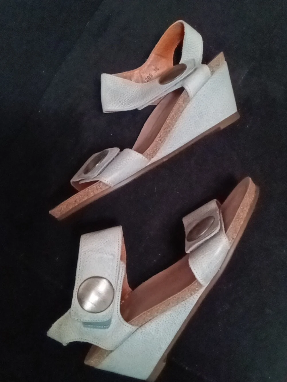Women's Taos Wedge Sandals with Metallic Accent in Light Blue