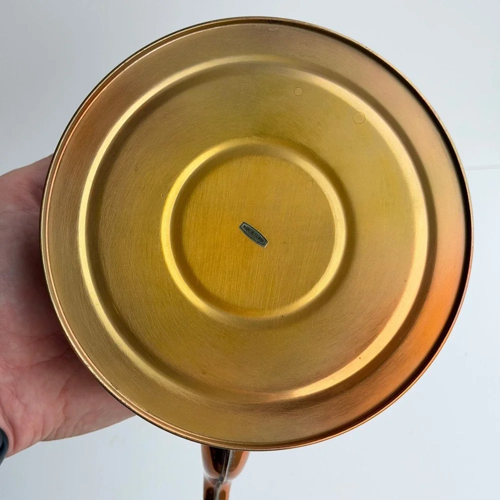 Vintage Copper Tea Pot Wood Handle Kettle MCM Old World Retro Made in Taiwan