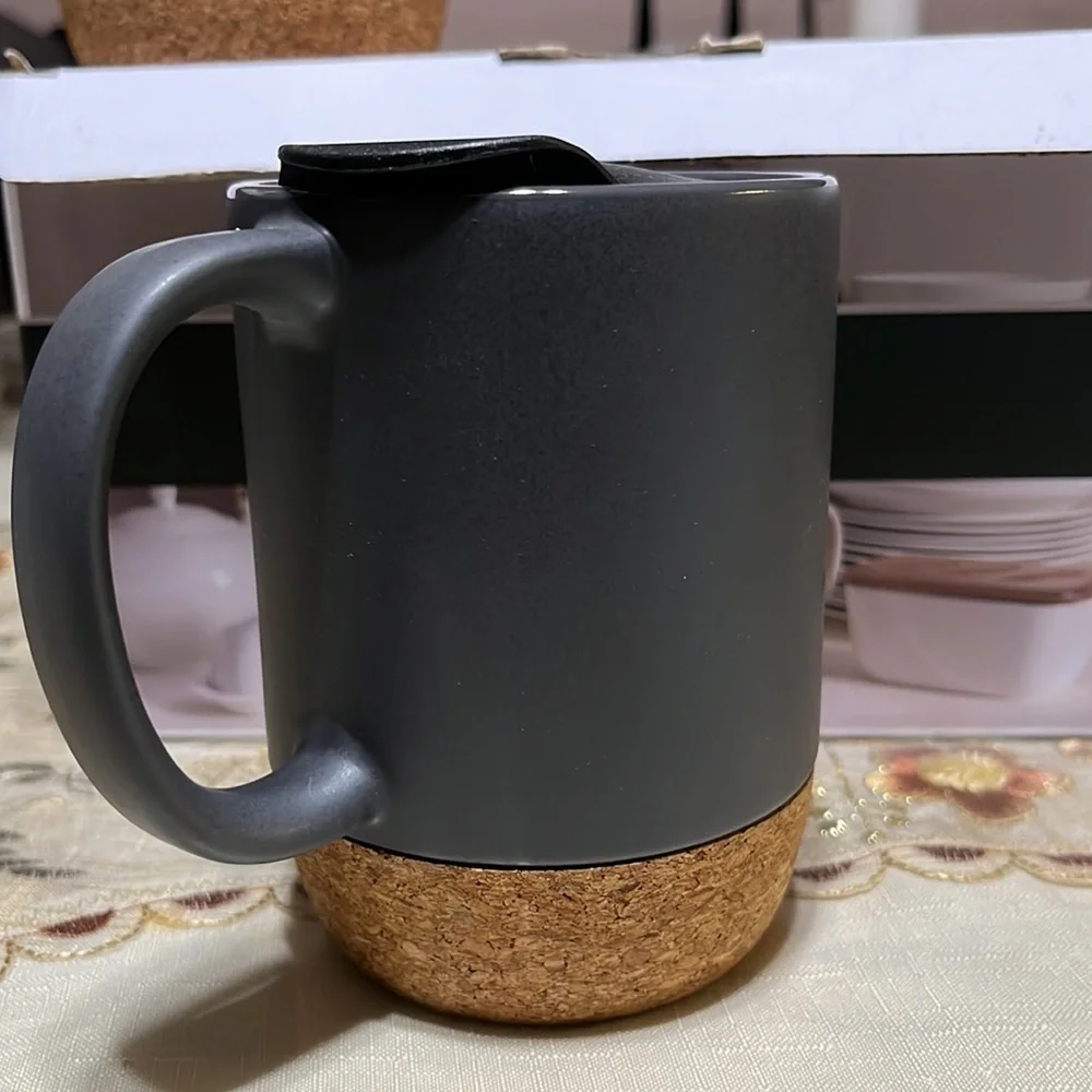 Dowan coffee mugs 15 oz mug set of 2 large ceramic coffee mug with cork botto