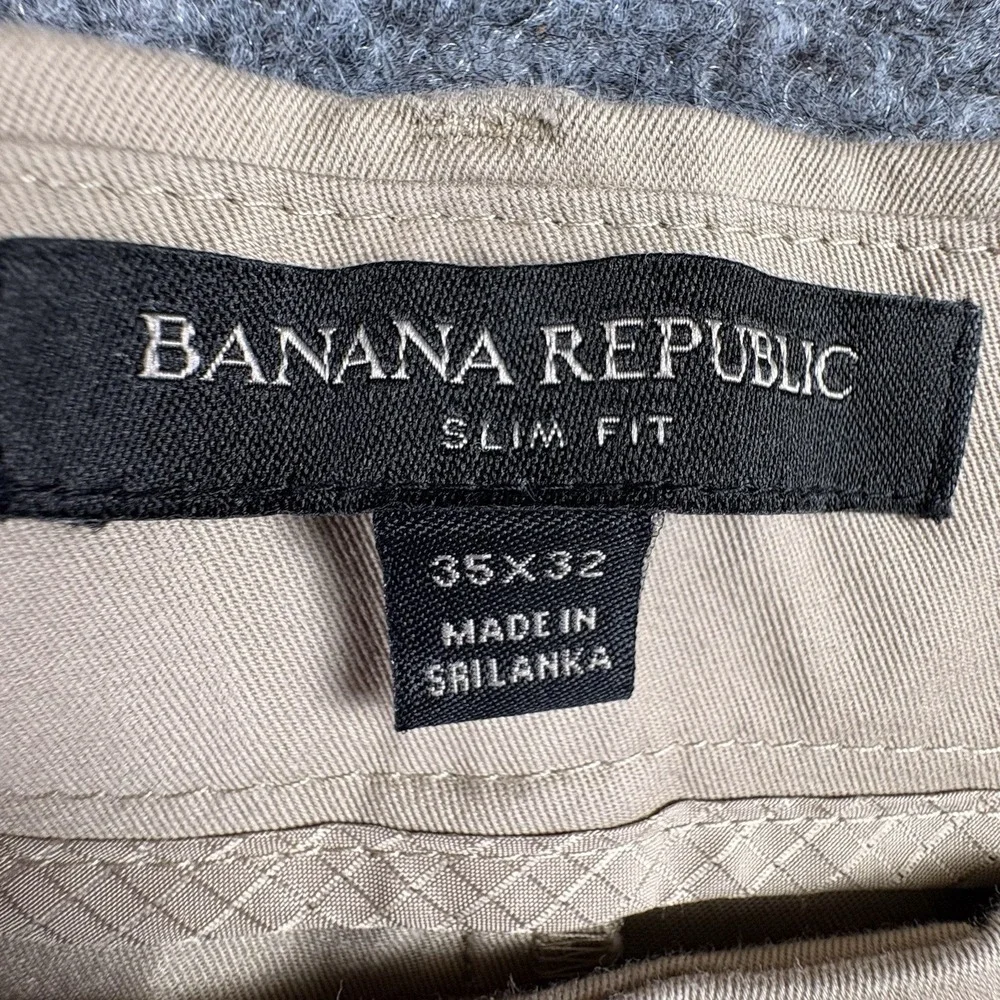 Banana Republic Slim Fit Pants Mens 35x32  Khaki Chino Preppy Ivy League Office