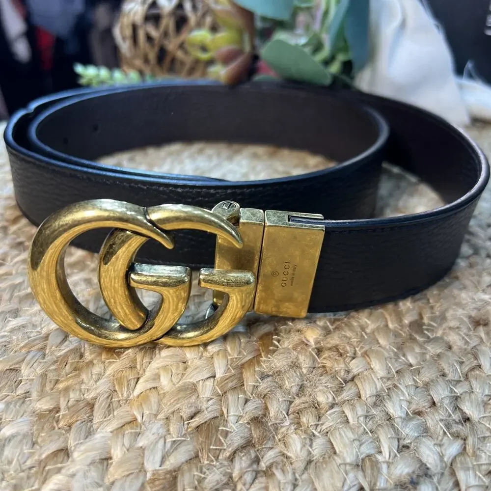 Gucci GG Black Leather Belt 100cm 40 Inches