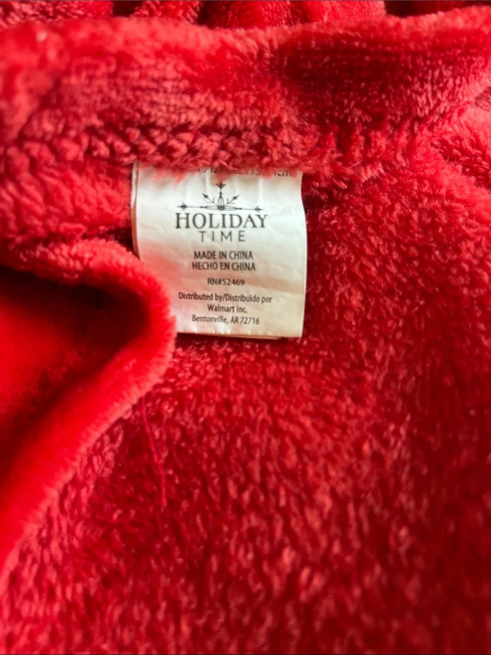 Holiday Time Red Plush Candy Cane Throw Blanket 48x60 light weight