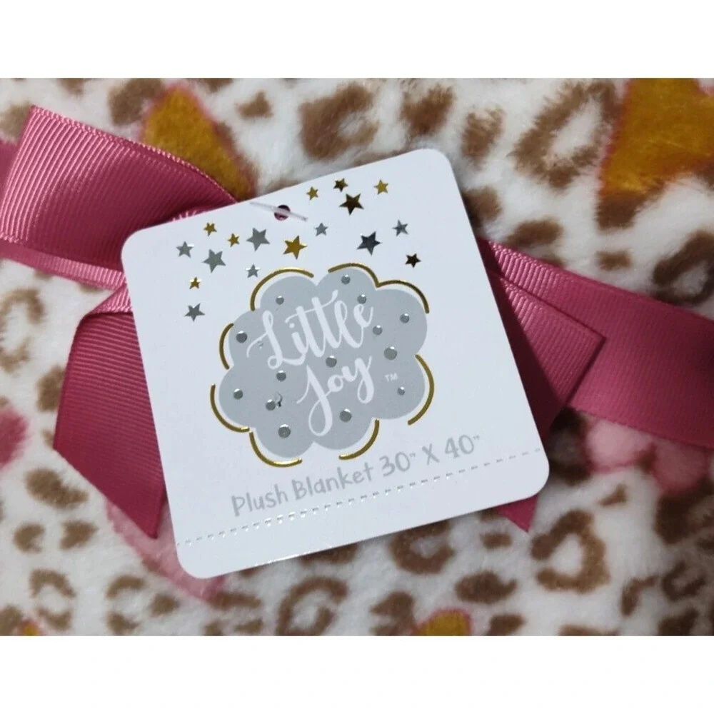 Little‎ Joy Leopard Heart Plush Baby Girl Blanket Lovey Soft Fleece 30x40 NWT