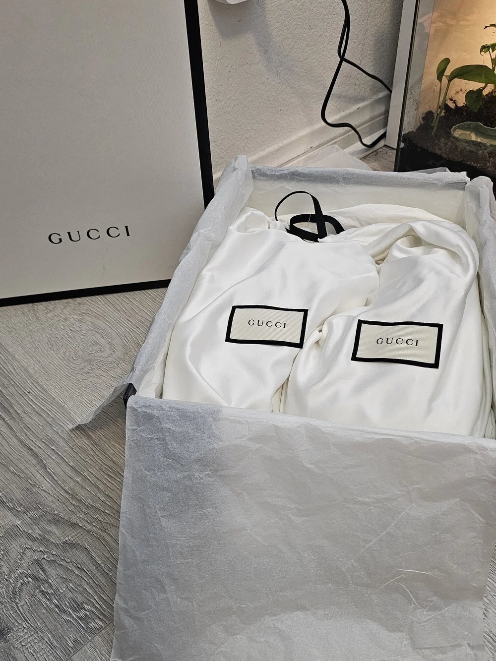 Gucci White High-Top Leather Sneaker with Web Stripe and Bee