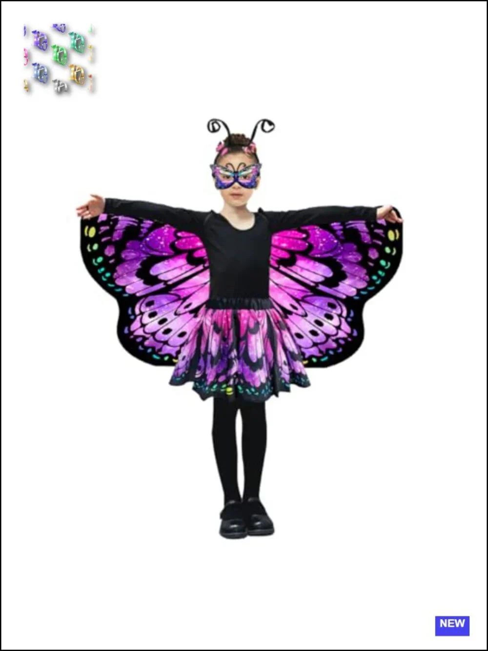 Girls Butterfly Wings Costume with Skirt Halloween Fairy Cape Dress Up Set