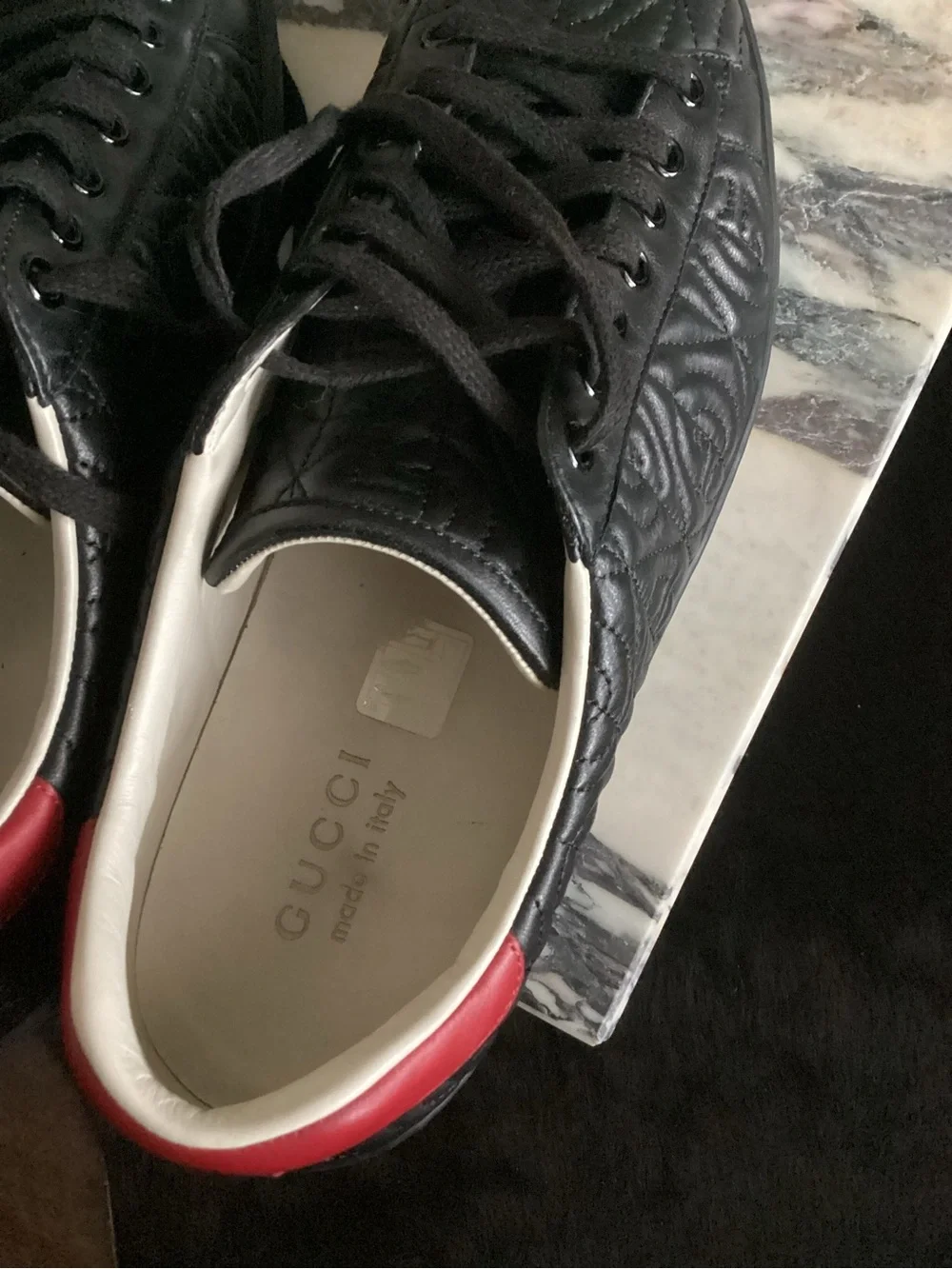 Gucci Ace G Rhombus Quilted Leather Sneakers