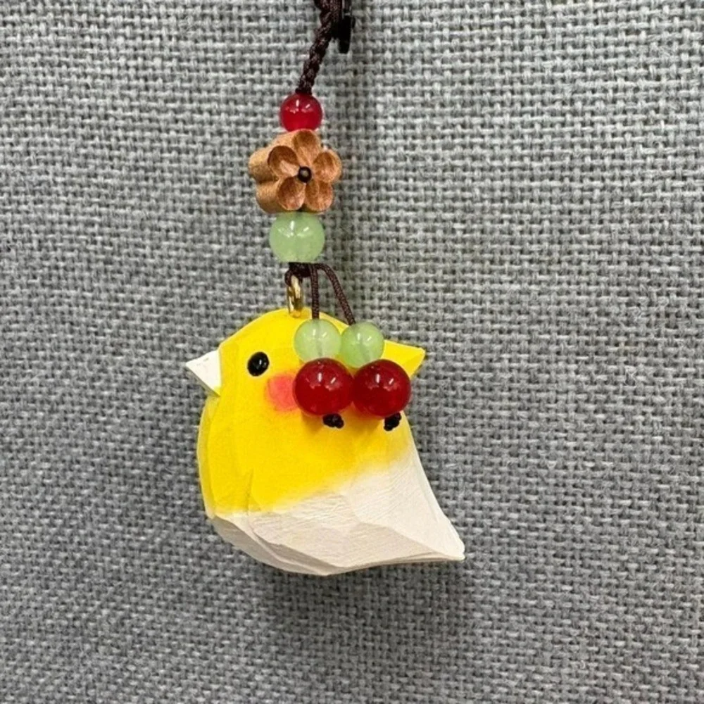 Take Your Little Wooden‎ Hand-Carved Yellow Bird Pendant 1.69