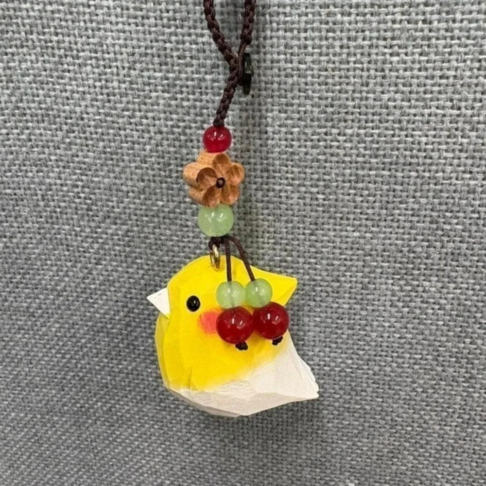 Take Your Little Wooden‎ Hand-Carved Yellow Bird Pendant 1.69