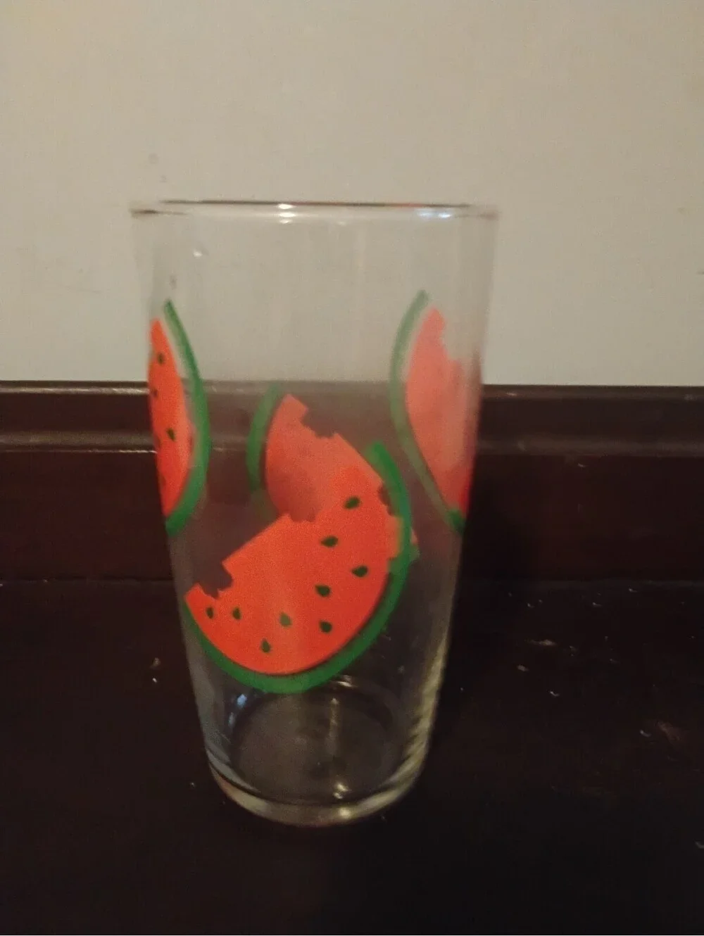 Clear Glass Tumbler with Watermelon Slice Design