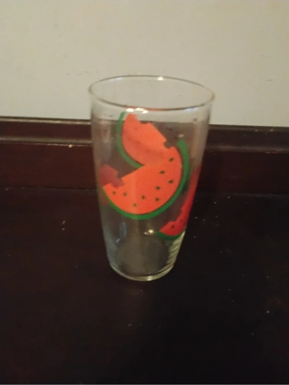 Clear Glass Tumbler with Watermelon Slice Design