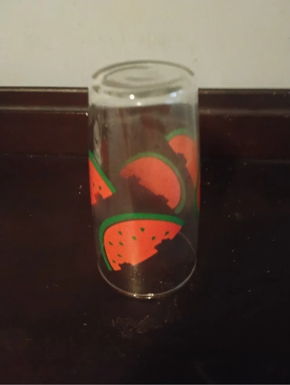 Clear Glass Tumbler with Watermelon Slice Design
