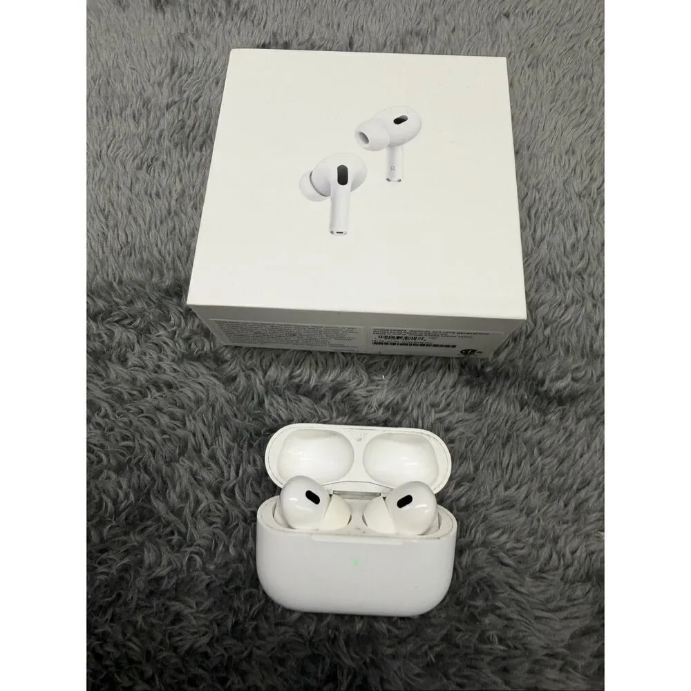 Apple AirPod Pros 2 in excellent shape! Comes with case, cable, packaging, extra