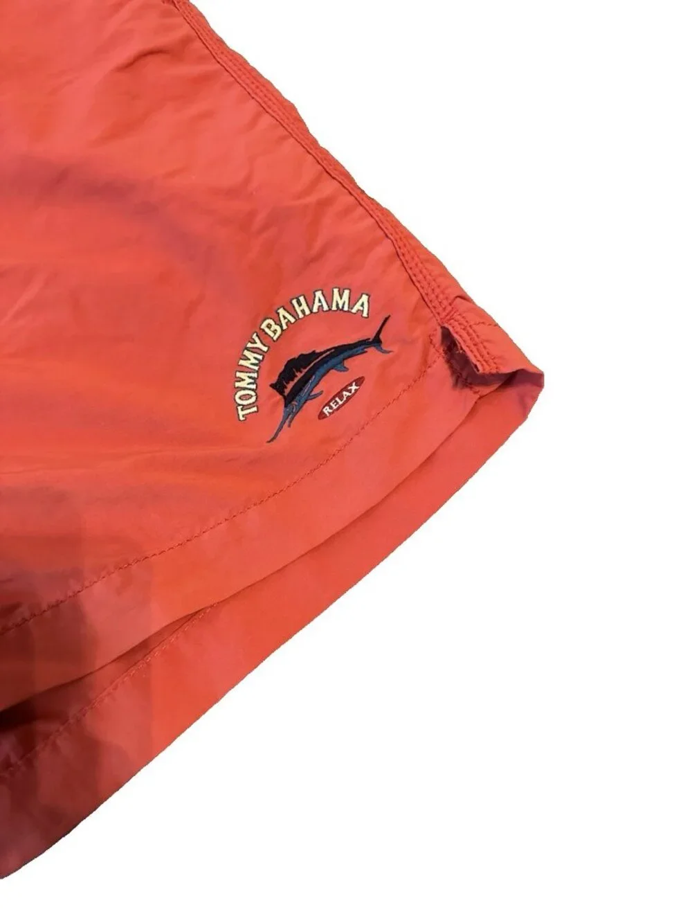 Vintage Tommy Bahama Relax Swim Trunks XL Coral Pink Marlin Logo Shorts Tropical