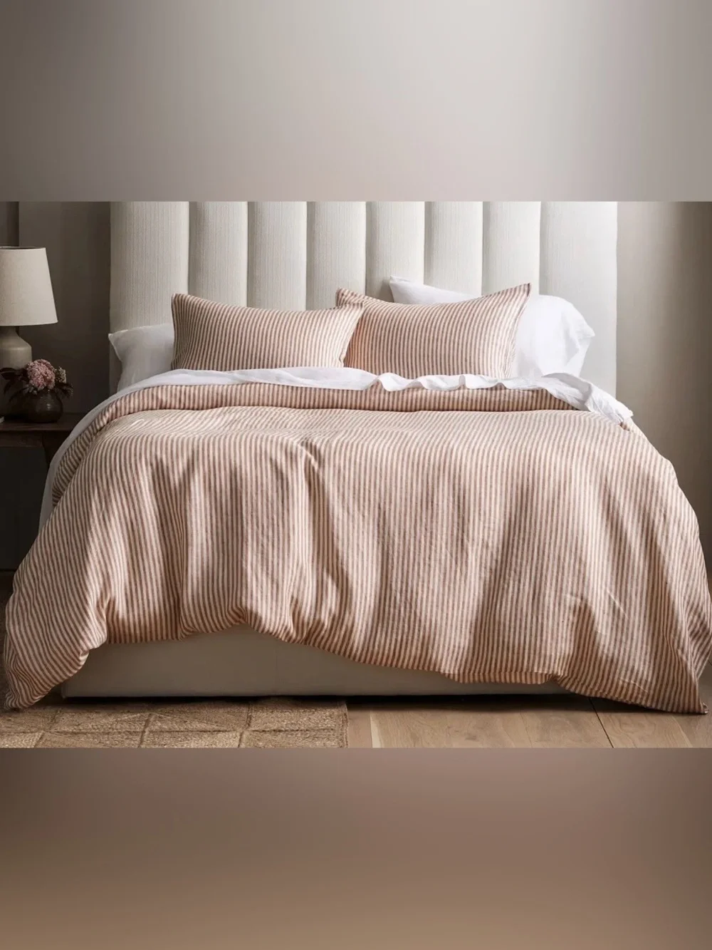 NWOT Quince European Linen Stripe 1 Pc Duvet Cover, Full/Queen -Terracotta/White