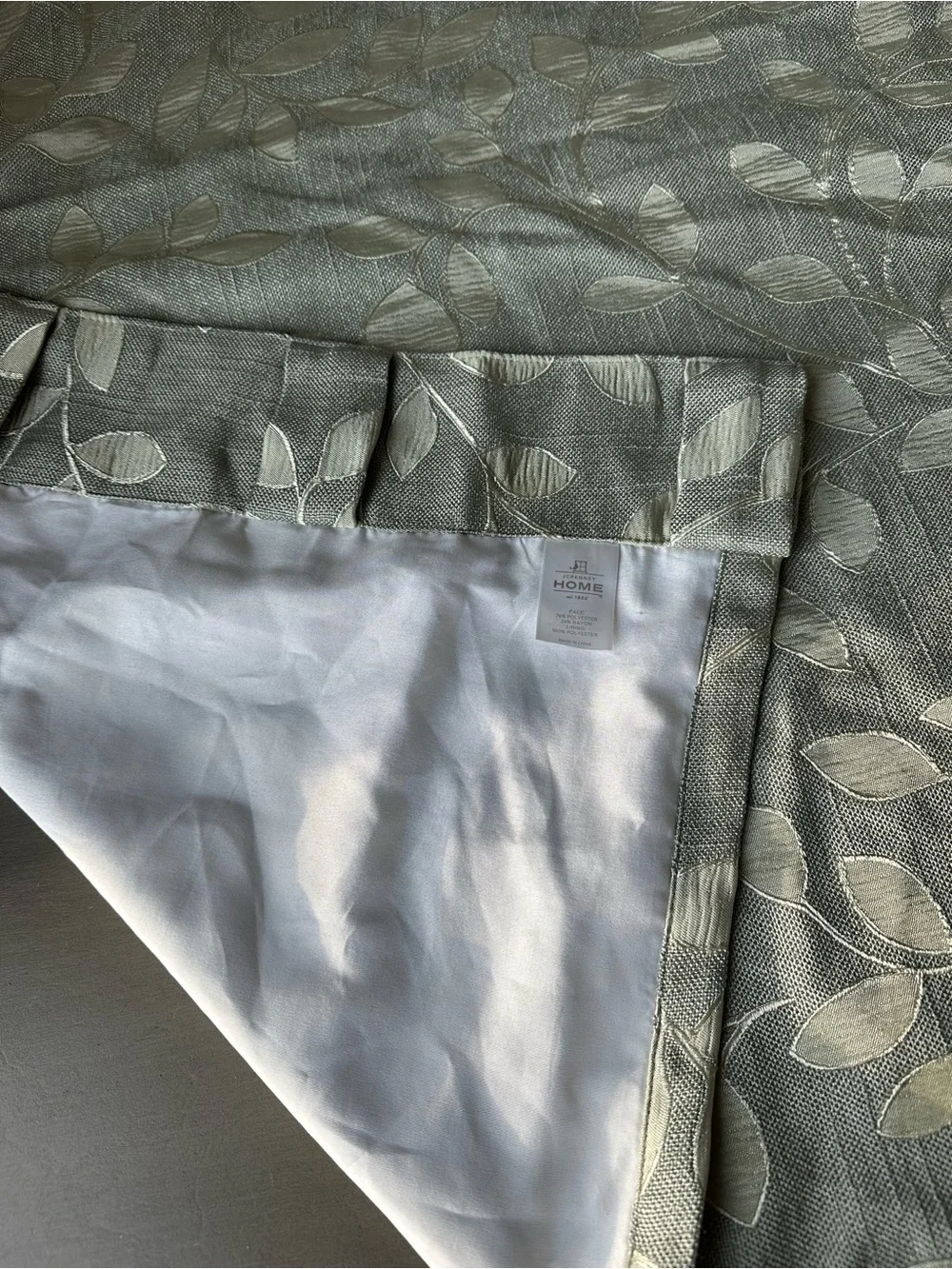 2 JCPenney Sage Green Leaf Back Tab Curtain Sheen Size 84”X49” Lined