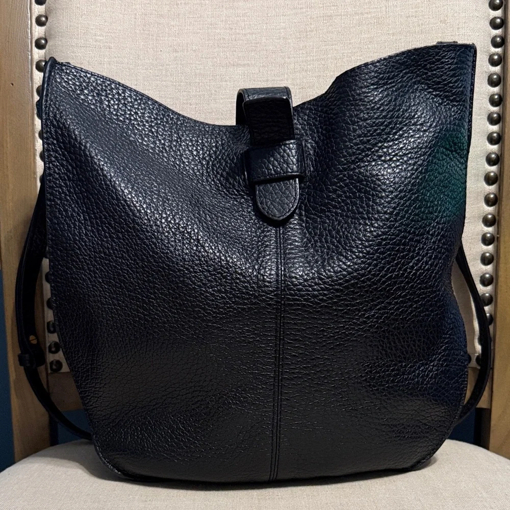 Banana Republic Black Pebbled Leather Hobo Bag